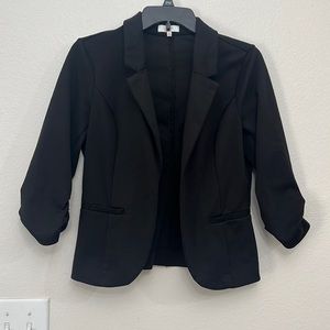 Candie’s Black Stretch 3/4 Ruched Sleeve Blazer Juniors size L